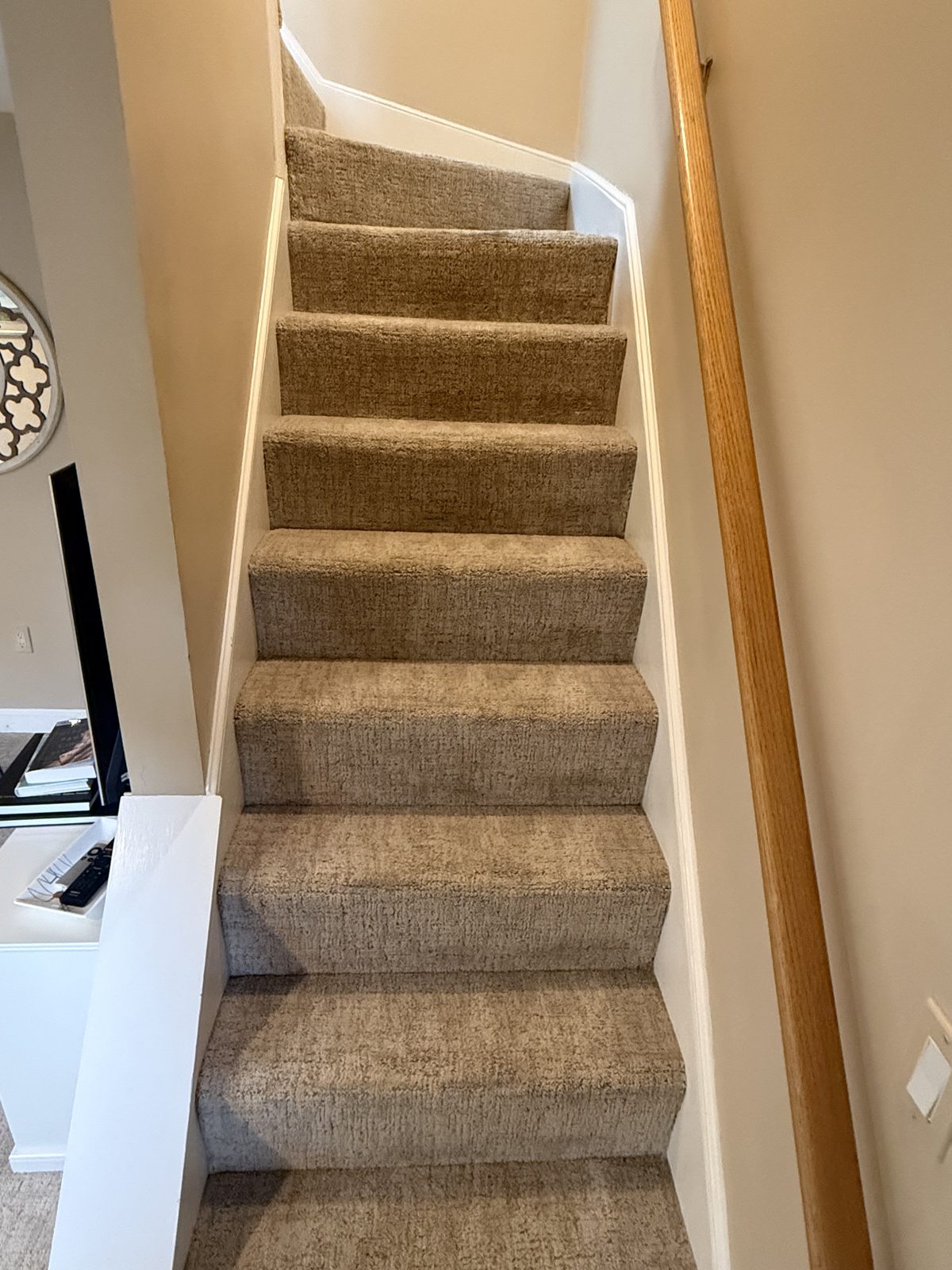 Freshly cleaned carpeted staircase